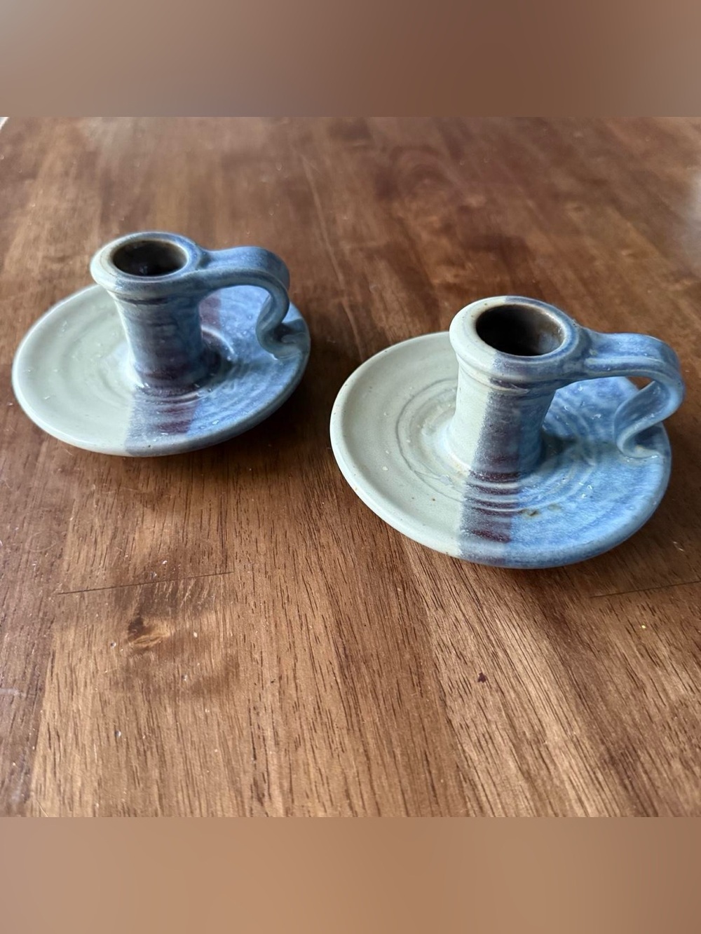 Pair of Candle Holders Chamber Candlestick Finger Lamp Pottery